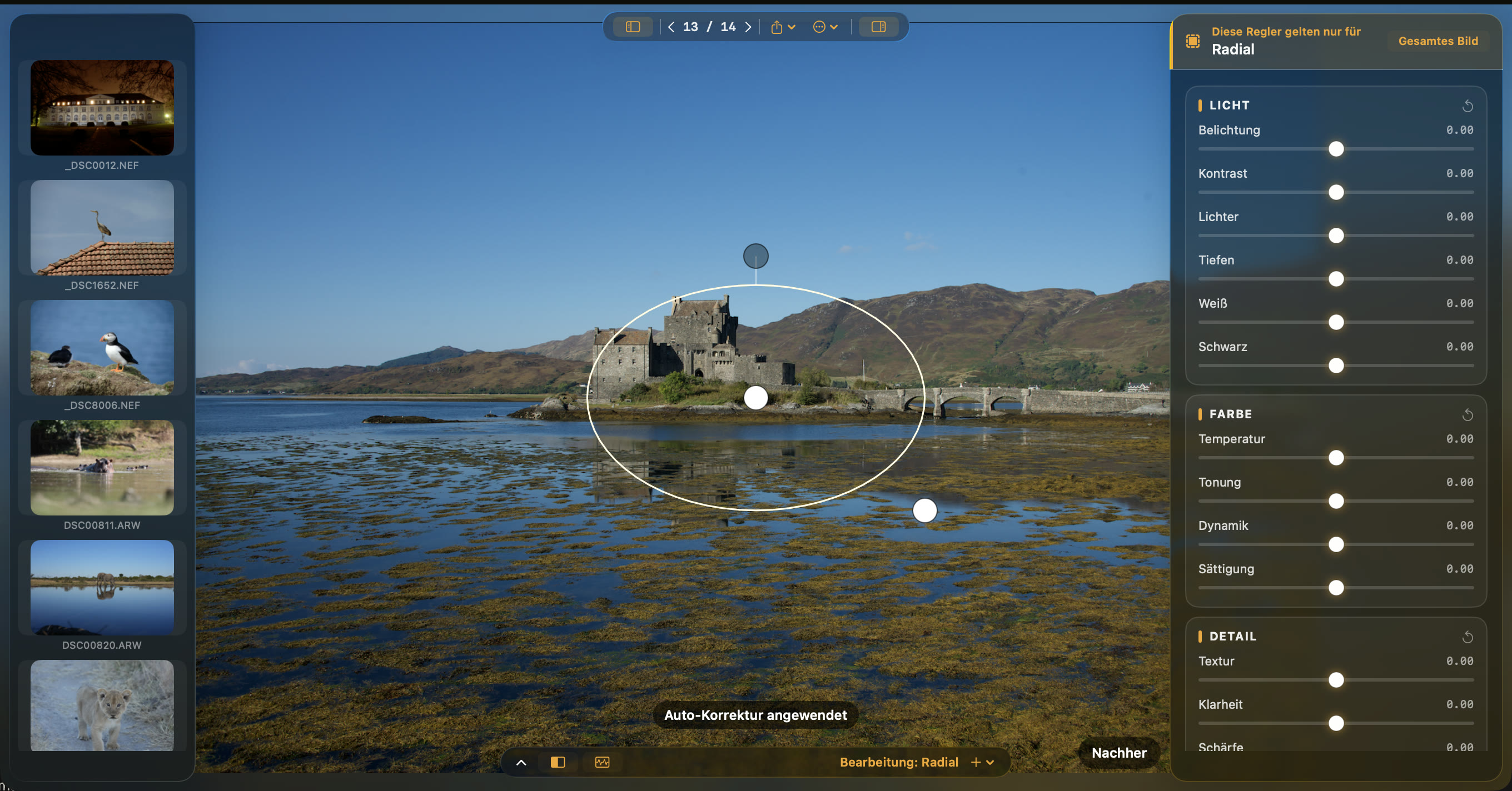 Radial mask with controls over a castle